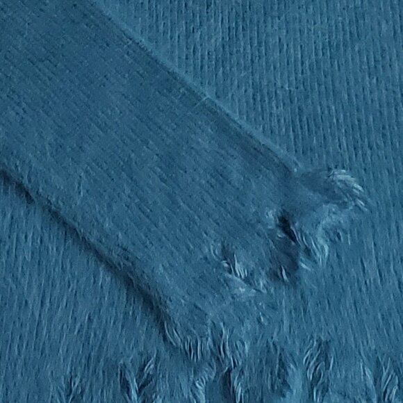 Women's Angora Sweater Cropped Style Torn Fringe Design Casual Dressy Cozy Fuzzy - Picture 9 of 9